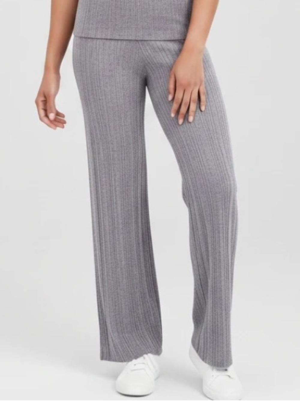 TSE Variated Rib Pant 100% Cashmere M Sandstone Melange